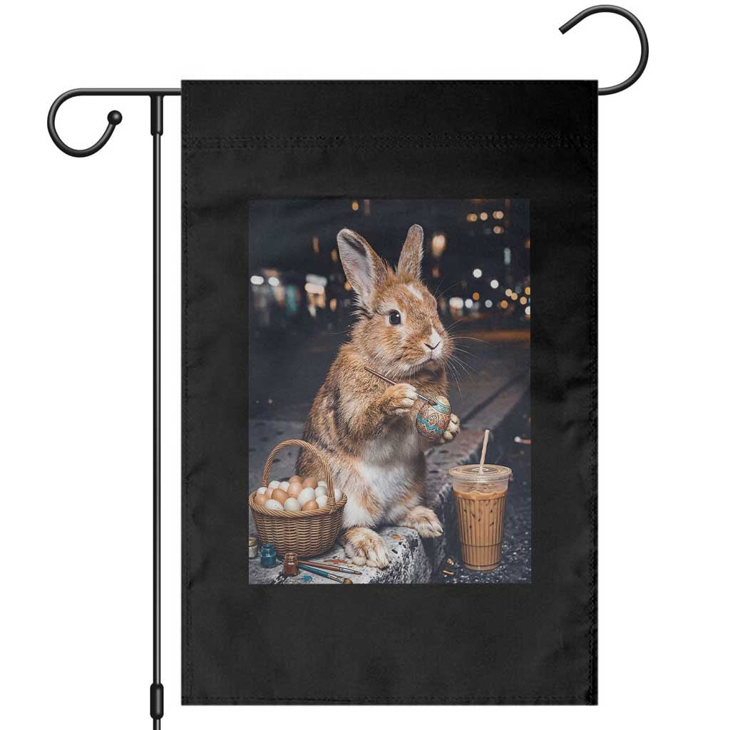 Easter Bunny Iced Coffee Garden Flag Funny Rabbit Egg Painting TS14 Black Print Your Wear