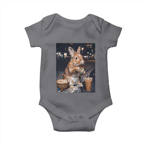 Easter Bunny Iced Coffee Baby Onesie Funny Rabbit Egg Painting TS14 Charcoal Print Your Wear