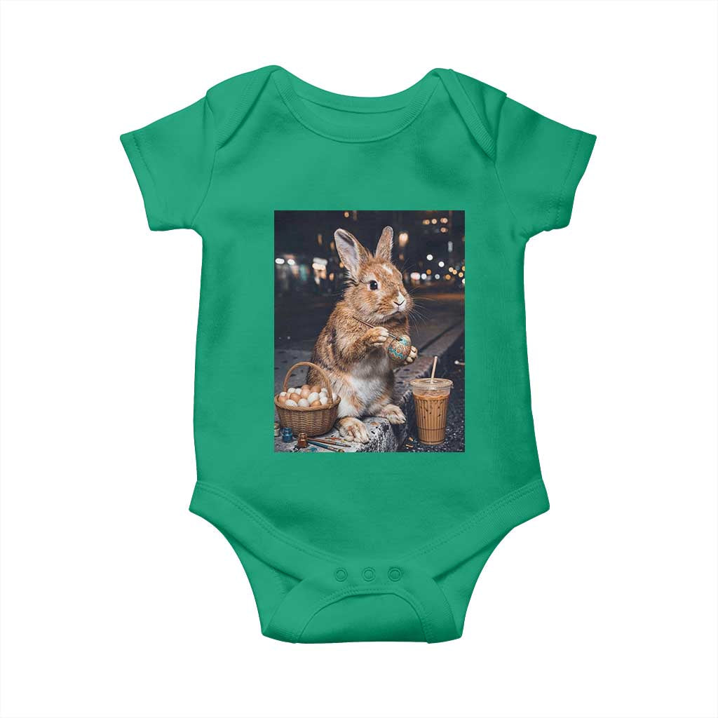 Easter Bunny Iced Coffee Baby Onesie Funny Rabbit Egg Painting TS14 Irish Green Print Your Wear