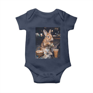 Easter Bunny Iced Coffee Baby Onesie Funny Rabbit Egg Painting TS14 Navy Print Your Wear