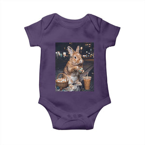 Easter Bunny Iced Coffee Baby Onesie Funny Rabbit Egg Painting TS14 Purple Print Your Wear