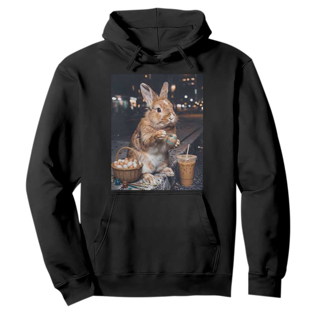 Easter Bunny Iced Coffee Hoodie Funny Rabbit Egg Painting TS14 Black Print Your Wear