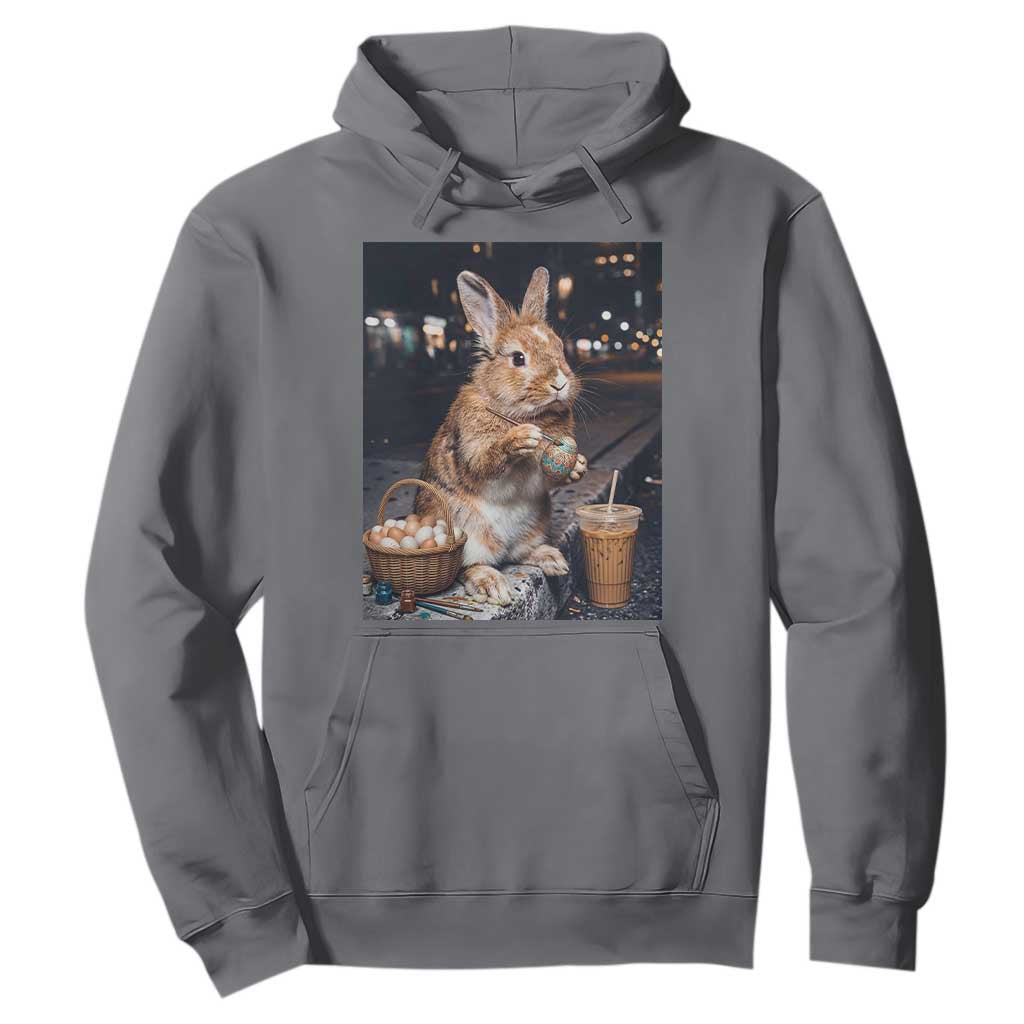 Easter Bunny Iced Coffee Hoodie Funny Rabbit Egg Painting TS14 Charcoal Print Your Wear