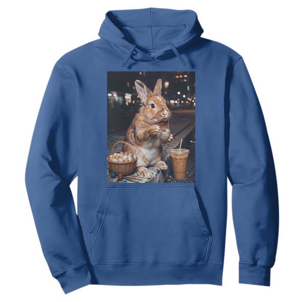 Easter Bunny Iced Coffee Hoodie Funny Rabbit Egg Painting TS14 Royal Blue Print Your Wear