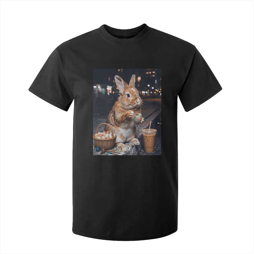 Easter Bunny Iced Coffee T Shirt For Kid Funny Rabbit Egg Painting TS14 Black Print Your Wear
