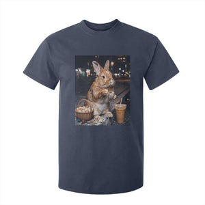 Easter Bunny Iced Coffee T Shirt For Kid Funny Rabbit Egg Painting TS14 Navy Print Your Wear