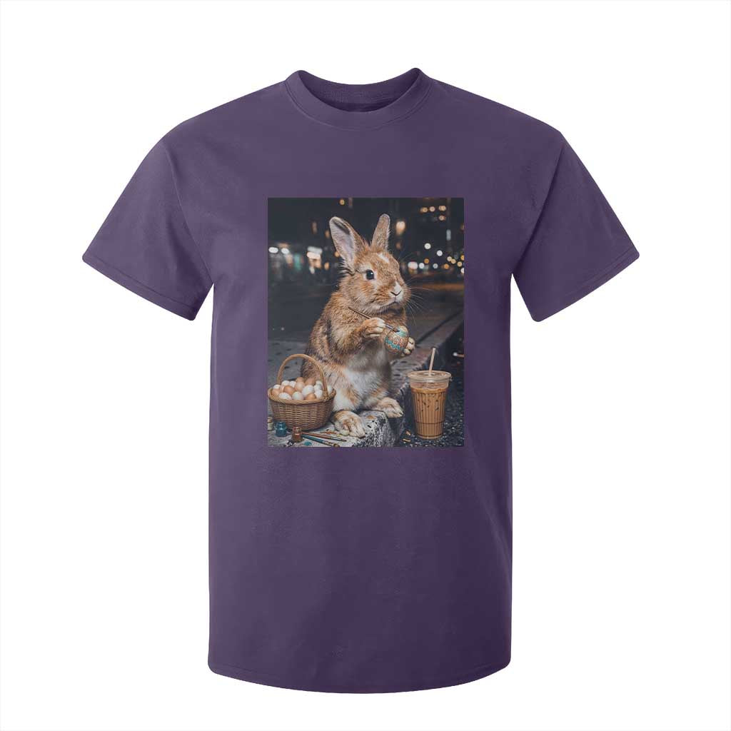 Easter Bunny Iced Coffee T Shirt For Kid Funny Rabbit Egg Painting TS14 Purple Print Your Wear