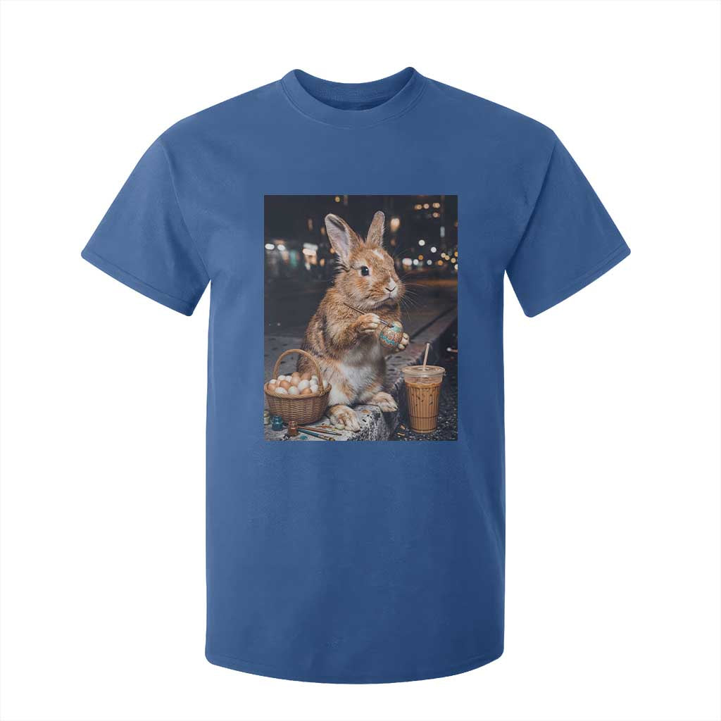 Easter Bunny Iced Coffee T Shirt For Kid Funny Rabbit Egg Painting TS14 Royal Blue Print Your Wear