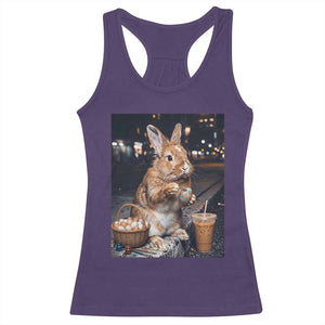 Easter Bunny Iced Coffee Racerback Tank Top Funny Rabbit Egg Painting TS14 Purple Print Your Wear