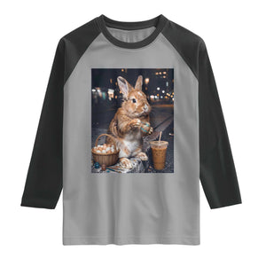 Easter Bunny Iced Coffee Raglan Shirt Funny Rabbit Egg Painting TS14 Sport Gray Black Print Your Wear