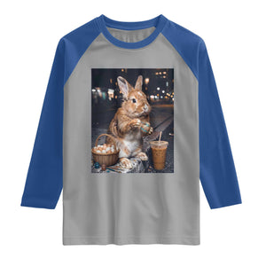 Easter Bunny Iced Coffee Raglan Shirt Funny Rabbit Egg Painting TS14 Sport Gray Royal Print Your Wear
