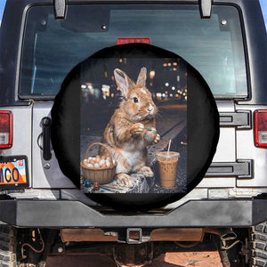 Easter Bunny Iced Coffee Spare Tire Cover Funny Rabbit Egg Painting TS14 No hole Black Print Your Wear