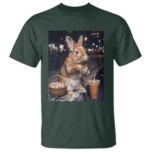 Easter Bunny Iced Coffee T Shirt Funny Rabbit Egg Painting TS14 Dark Forest Green Print Your Wear
