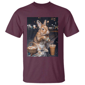 Easter Bunny Iced Coffee T Shirt Funny Rabbit Egg Painting TS14 Maroon Print Your Wear