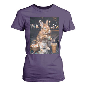 Easter Bunny Iced Coffee T Shirt For Women Funny Rabbit Egg Painting TS14 Purple Print Your Wear