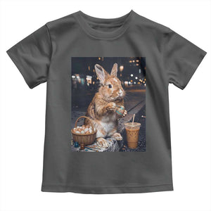 Easter Bunny Iced Coffee Toddler T Shirt Funny Rabbit Egg Painting TS14 Dark Heather Print Your Wear