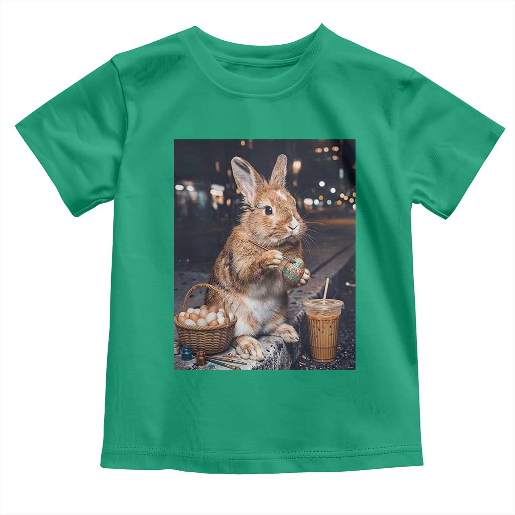 Easter Bunny Iced Coffee Toddler T Shirt Funny Rabbit Egg Painting TS14 Irish Green Print Your Wear