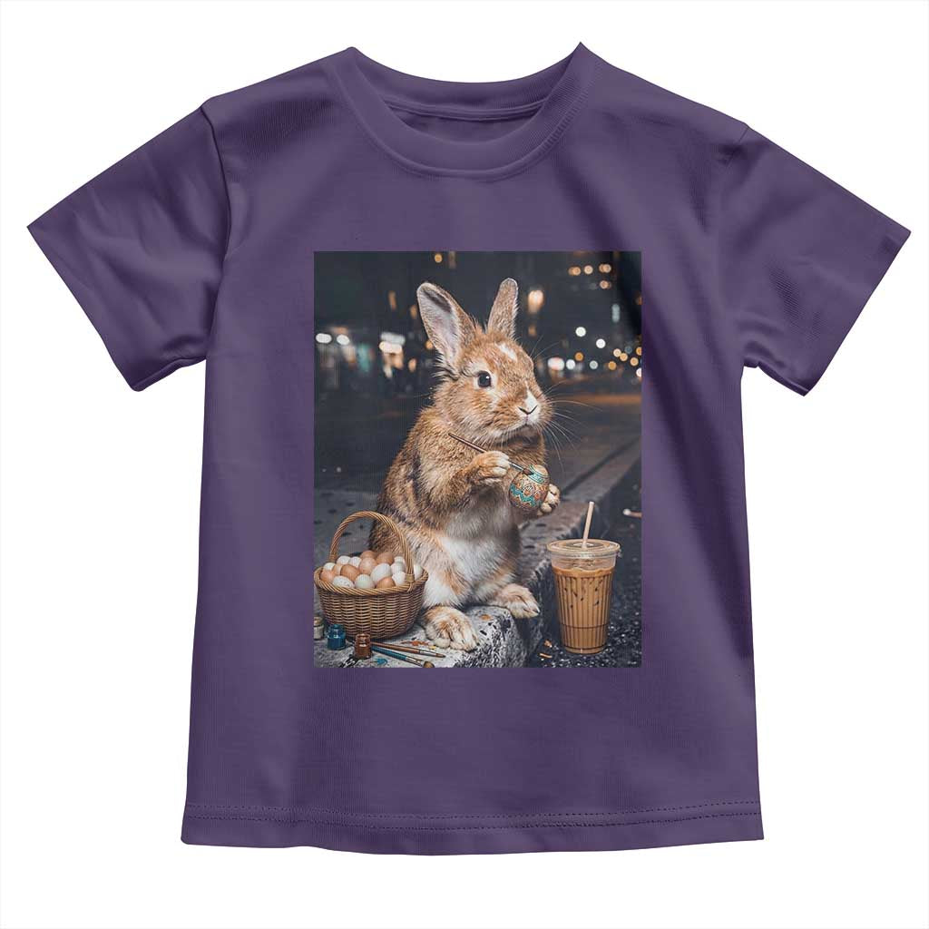 Easter Bunny Iced Coffee Toddler T Shirt Funny Rabbit Egg Painting TS14 Purple Print Your Wear