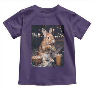 Easter Bunny Iced Coffee Toddler T Shirt Funny Rabbit Egg Painting TS14 Purple Print Your Wear