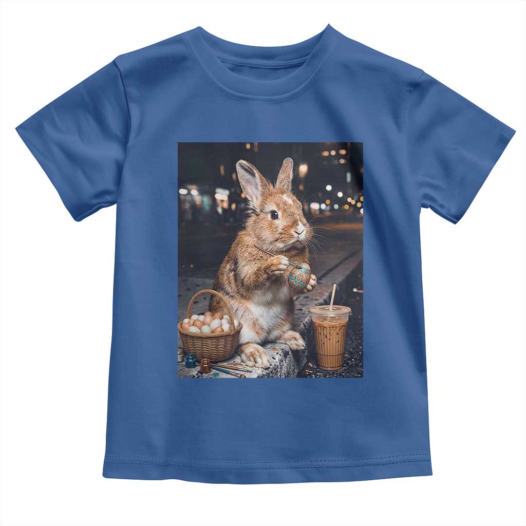 Easter Bunny Iced Coffee Toddler T Shirt Funny Rabbit Egg Painting TS14 Royal Blue Print Your Wear