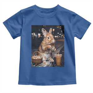 Easter Bunny Iced Coffee Toddler T Shirt Funny Rabbit Egg Painting TS14 Royal Blue Print Your Wear