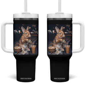 Easter Bunny Iced Coffee Tumbler With Handle Funny Rabbit Egg Painting TS14 One Size: 40 oz Black Print Your Wear