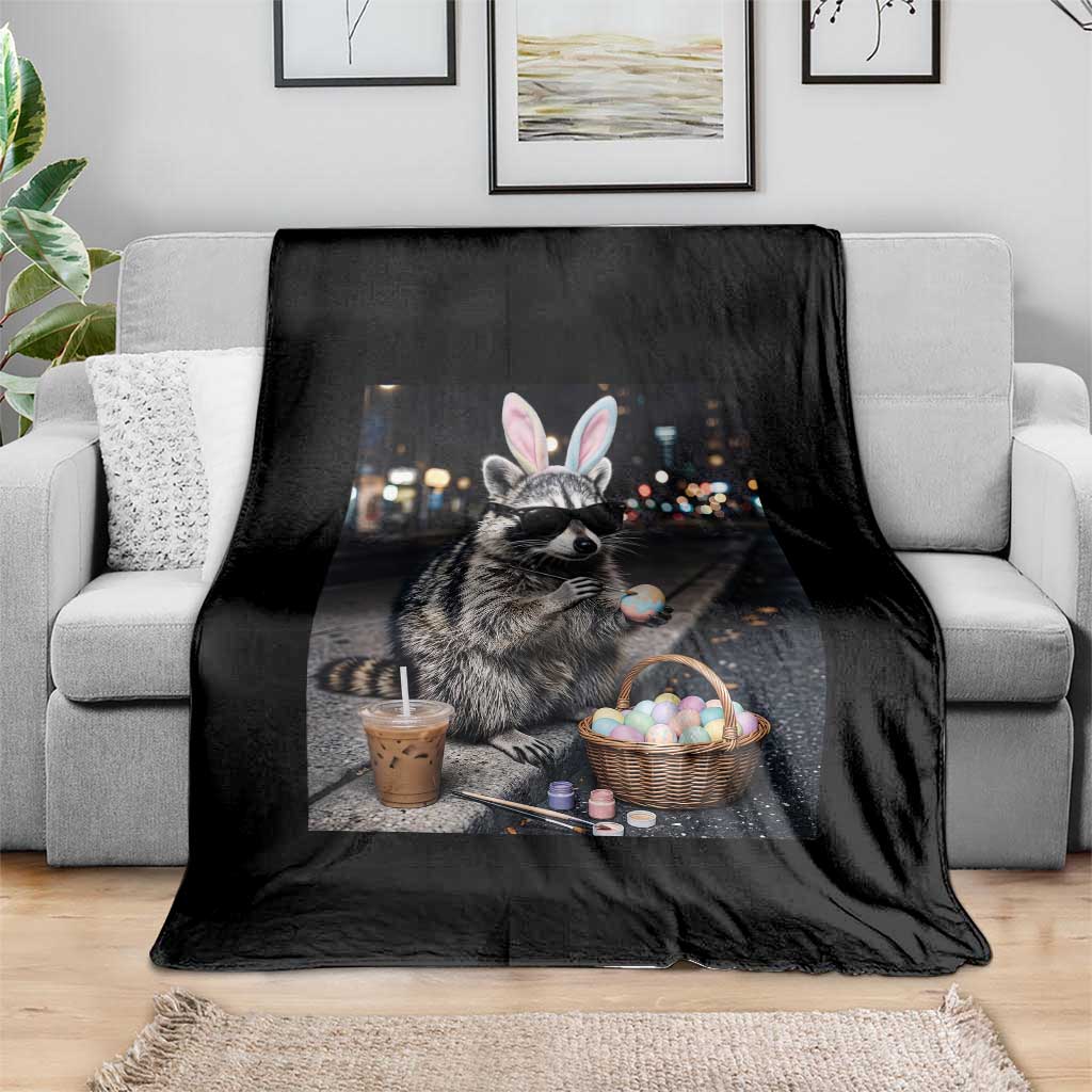 Easter Raccoon Iced Coffee Throw Blanket Funny Trash Panda Egg Painting TS14 Print Your Wear