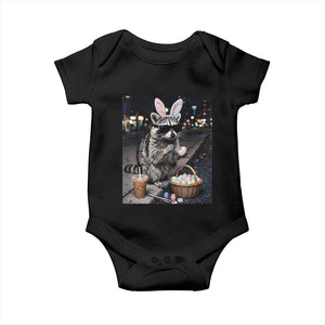 Easter Raccoon Iced Coffee Baby Onesie Funny Trash Panda Egg Painting TS14 Black Print Your Wear