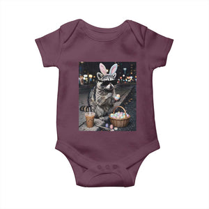 Easter Raccoon Iced Coffee Baby Onesie Funny Trash Panda Egg Painting TS14 Maroon Print Your Wear