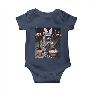 Easter Raccoon Iced Coffee Baby Onesie Funny Trash Panda Egg Painting TS14 Navy Print Your Wear