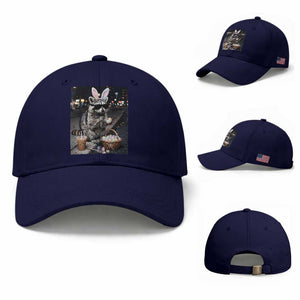 Easter Raccoon Iced Coffee Baseball Cap Funny Trash Panda Egg Painting TS14 Baseball Cap Universal Fit Dark Blue Print Your Wear