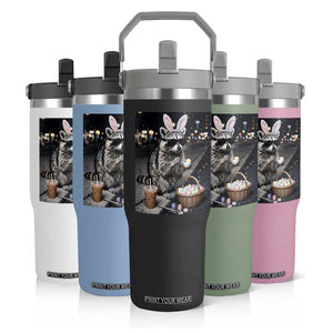 Easter Raccoon Iced Coffee Flip Straw Tumbler Funny Trash Panda Egg Painting TS14 Print Your Wear