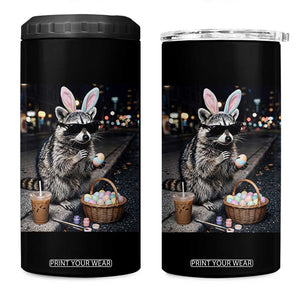 Easter Raccoon Iced Coffee 4 in 1 Can Cooler Tumbler Funny Trash Panda Egg Painting TS14 One Size: 16 oz Black Print Your Wear