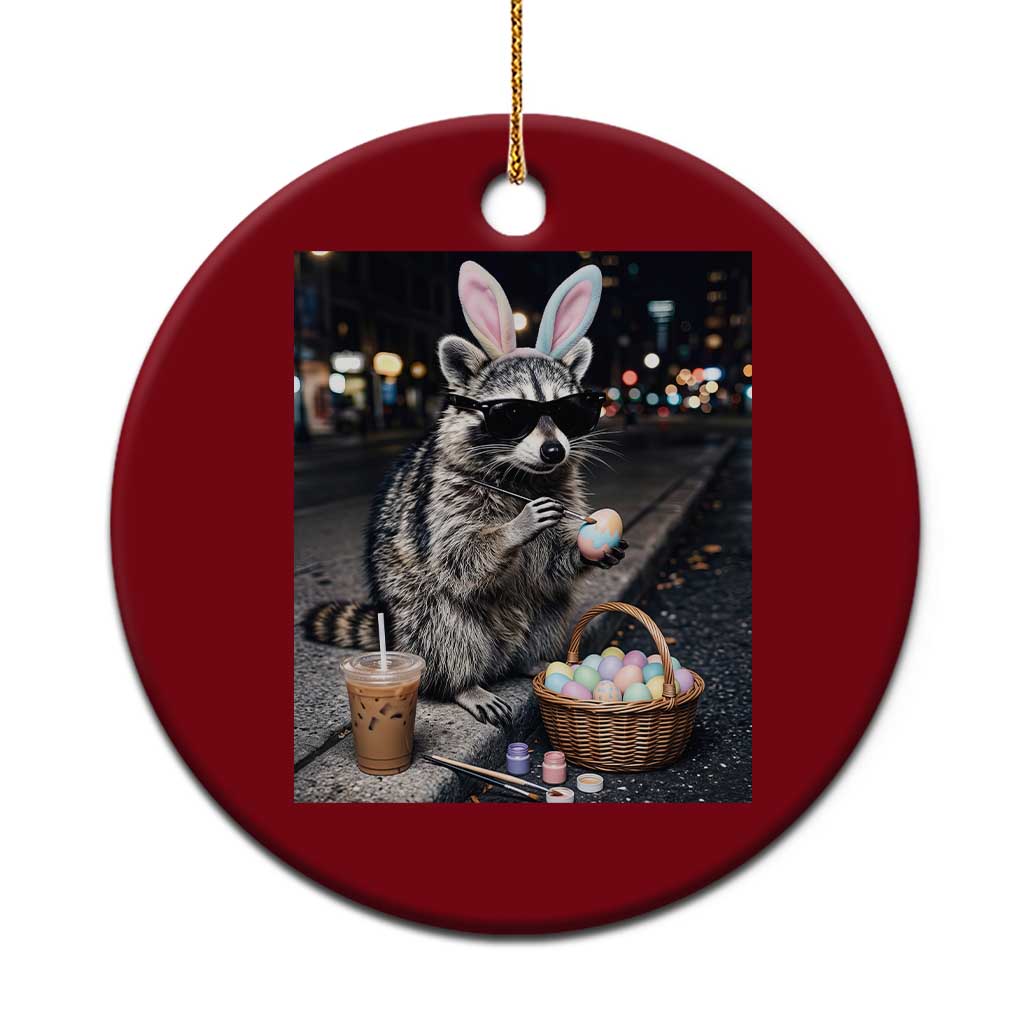 Easter Raccoon Iced Coffee Ceramic Ornament Funny Trash Panda Egg Painting TS14 1pc Red Print Your Wear