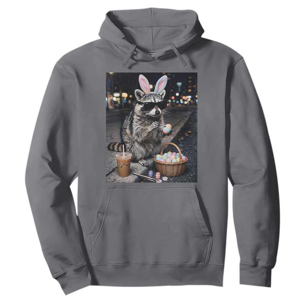 Easter Raccoon Iced Coffee Hoodie Funny Trash Panda Egg Painting TS14 Charcoal Print Your Wear