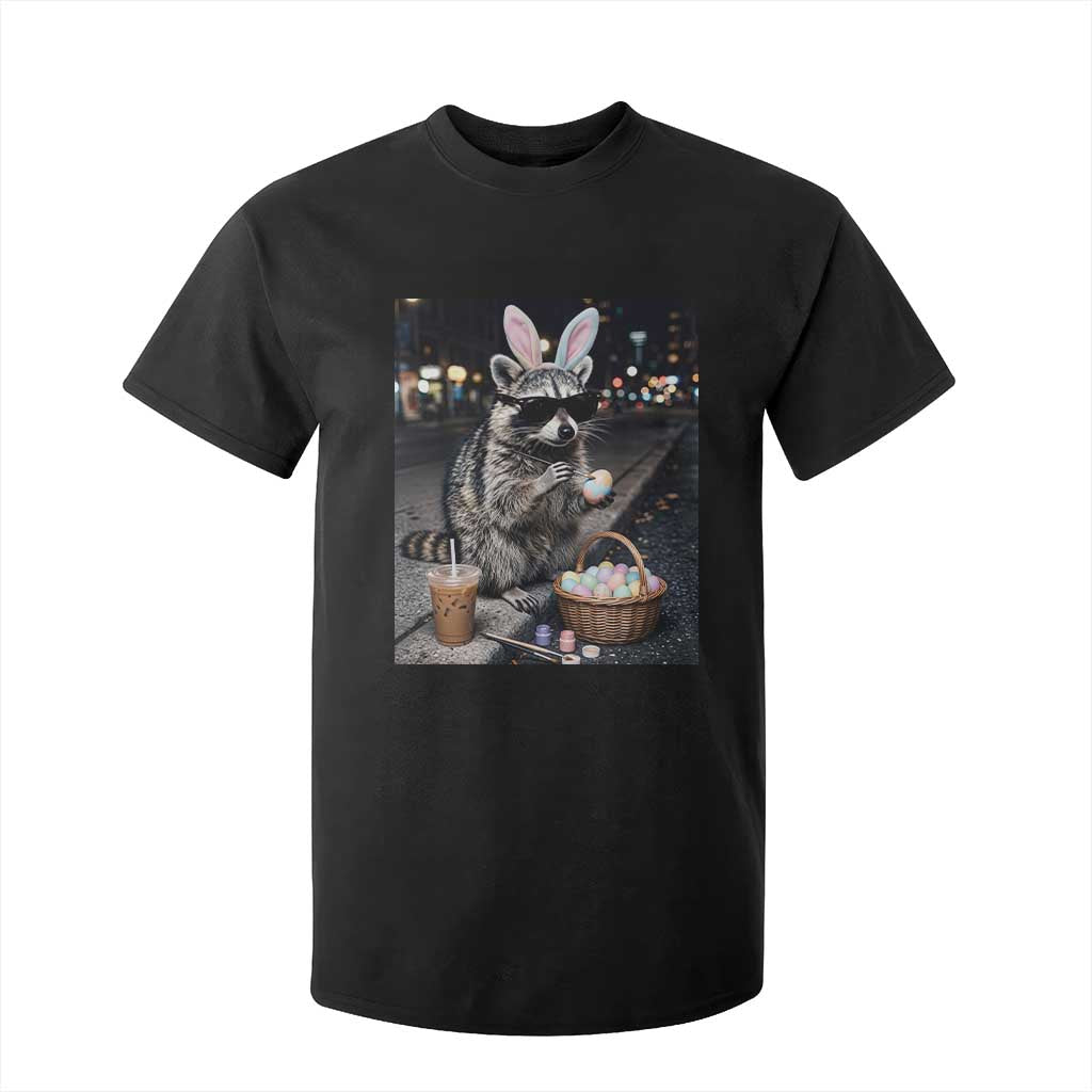 Easter Raccoon Iced Coffee T Shirt For Kid Funny Trash Panda Egg Painting TS14 Black Print Your Wear