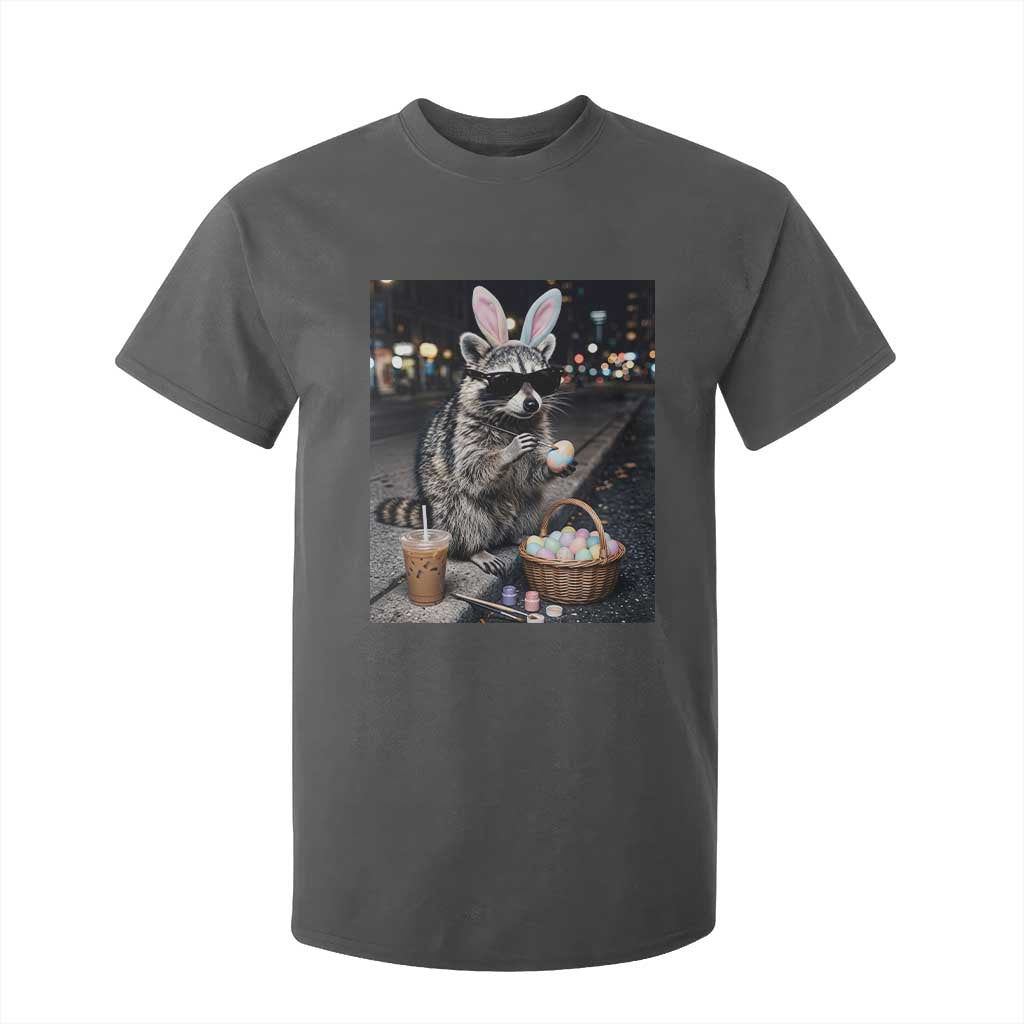 Easter Raccoon Iced Coffee T Shirt For Kid Funny Trash Panda Egg Painting TS14 Dark Heather Print Your Wear