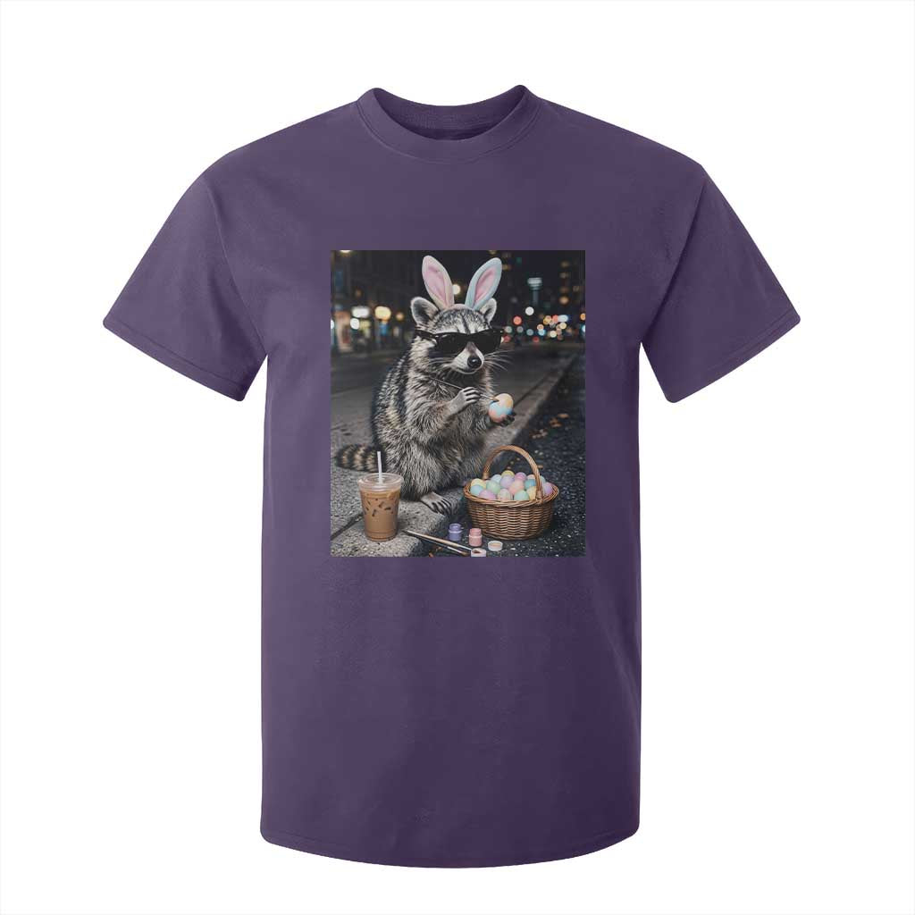 Easter Raccoon Iced Coffee T Shirt For Kid Funny Trash Panda Egg Painting TS14 Purple Print Your Wear