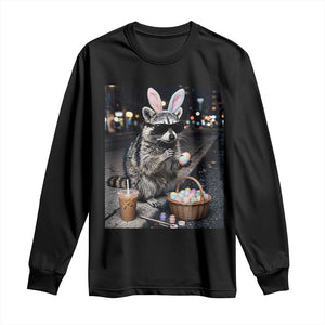Easter Raccoon Iced Coffee Long Sleeve Shirt Funny Trash Panda Egg Painting TS14 Black Print Your Wear