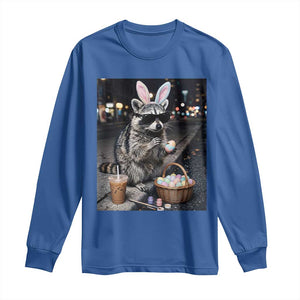Easter Raccoon Iced Coffee Long Sleeve Shirt Funny Trash Panda Egg Painting TS14 Royal Blue Print Your Wear