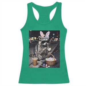 Easter Raccoon Iced Coffee Racerback Tank Top Funny Trash Panda Egg Painting TS14 Irish Green Print Your Wear