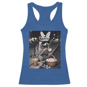 Easter Raccoon Iced Coffee Racerback Tank Top Funny Trash Panda Egg Painting TS14 Royal Blue Print Your Wear