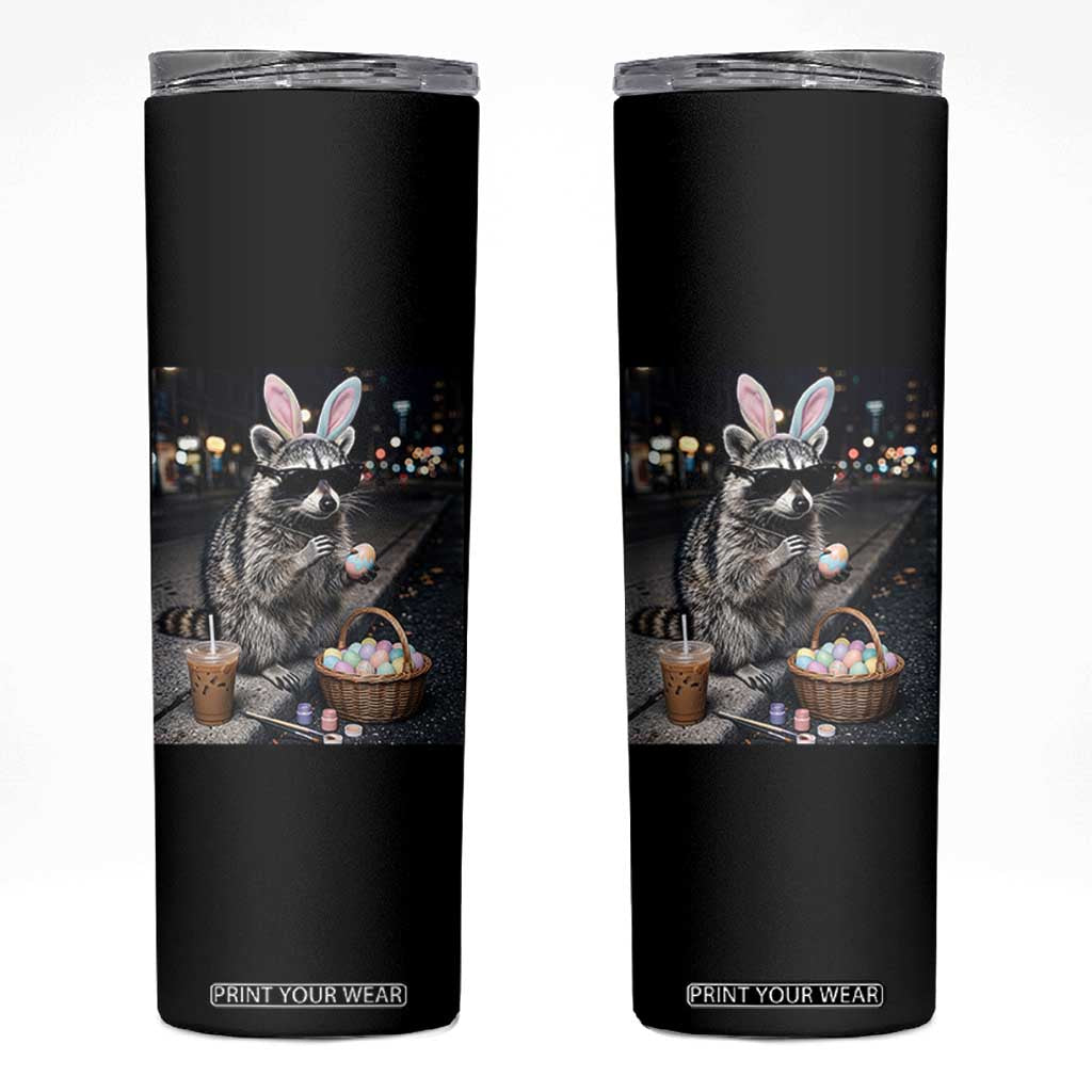 Easter Raccoon Iced Coffee Skinny Tumbler Funny Trash Panda Egg Painting TS14 Black Print Your Wear