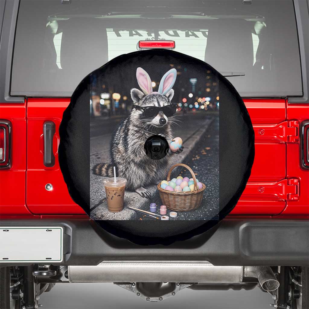 Easter Raccoon Iced Coffee Spare Tire Cover Funny Trash Panda Egg Painting TS14 Black Print Your Wear