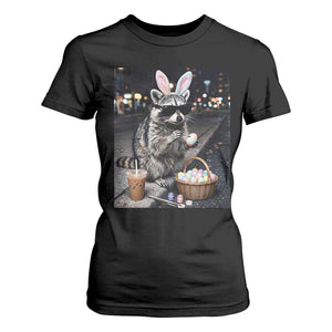 Easter Raccoon Iced Coffee T Shirt For Women Funny Trash Panda Egg Painting TS14 Black Print Your Wear