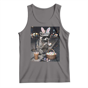 Easter Raccoon Iced Coffee Tank Top Funny Trash Panda Egg Painting TS14 Deep Heather Print Your Wear