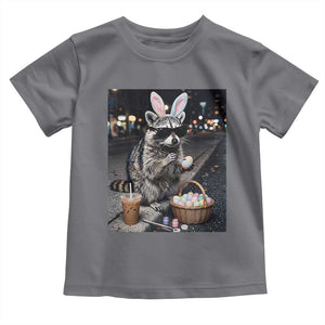 Easter Raccoon Iced Coffee Toddler T Shirt Funny Trash Panda Egg Painting TS14 Charcoal Print Your Wear