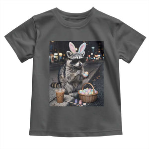 Easter Raccoon Iced Coffee Toddler T Shirt Funny Trash Panda Egg Painting TS14 Dark Heather Print Your Wear