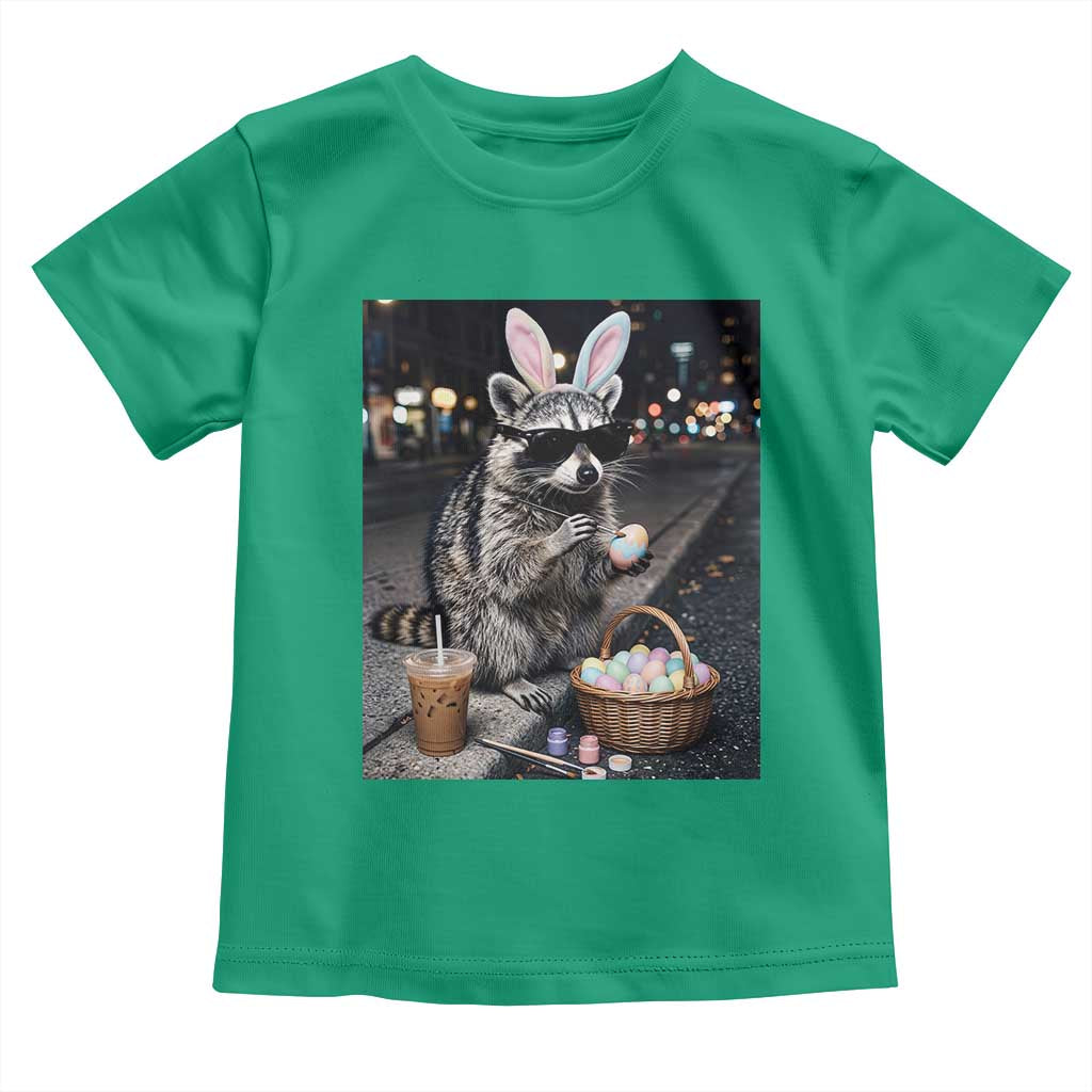 Easter Raccoon Iced Coffee Toddler T Shirt Funny Trash Panda Egg Painting TS14 Irish Green Print Your Wear