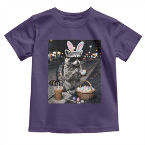 Easter Raccoon Iced Coffee Toddler T Shirt Funny Trash Panda Egg Painting TS14 Purple Print Your Wear